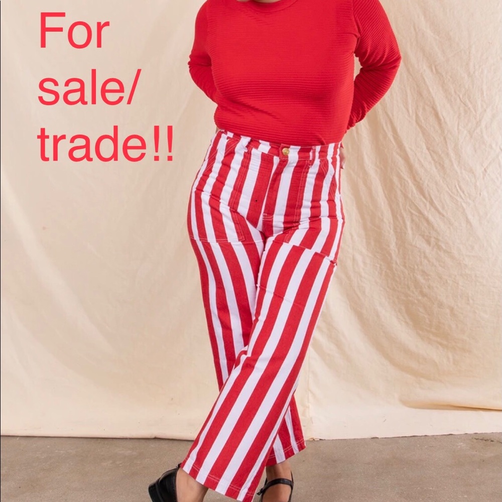 Red stripe work pants